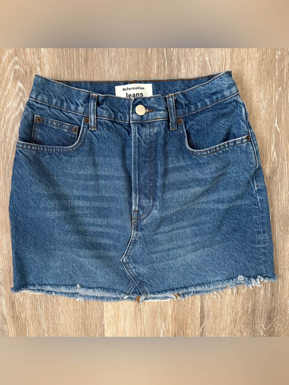 Reformation Jeans Cherry Skirt in Milos Wash Size 26